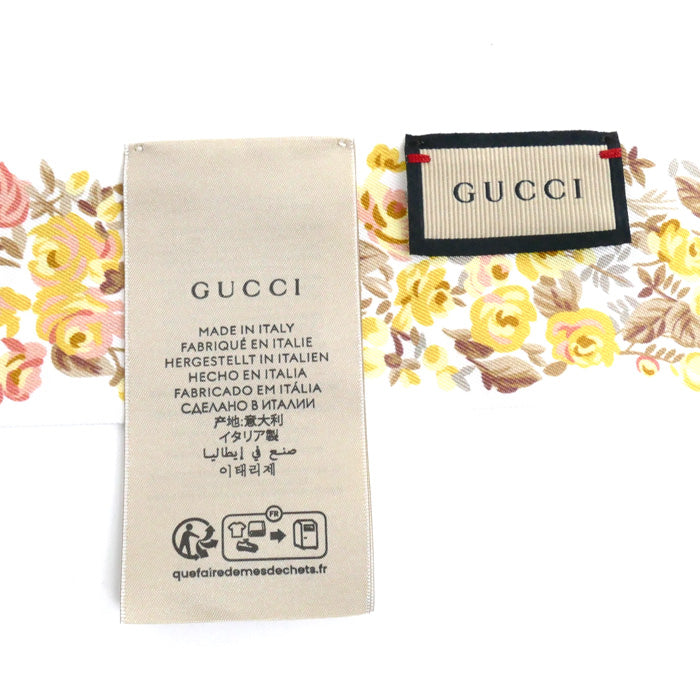 GUCCI グッチ フローラル プリント シルク ネックボウ スカーフ マルチカラー 783189 3G001 レディース【中古】【美品】