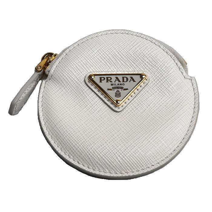 PRADA プラダ サフィアーノ トライアングル コインケース ホワイト 1MM006_QHH_F0009 ICチップ レディース【中古】【美品】