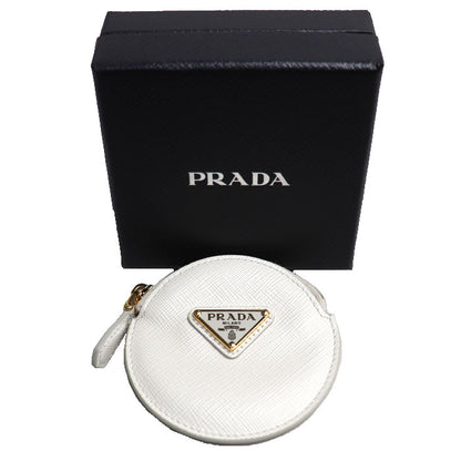 PRADA プラダ サフィアーノ トライアングル コインケース ホワイト 1MM006_QHH_F0009 ICチップ レディース【中古】【美品】