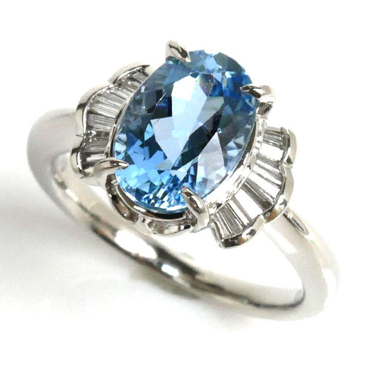 Pt900プラチナ アクアマリン リング・指輪 アクアマリン2.30ct ダイヤモンド0.15ct 12.5号 6.9g レディース【中古】【美品】