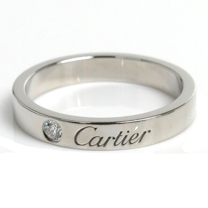 CARTIER カルティエ Pt950プラチナ エングレーブド 1P ダイヤ リング・指輪 B4051351 ダイヤモンド 11号 51 4.9g  レディース – 古恵良質店