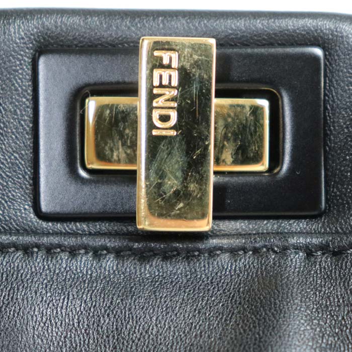 FENDI フェンディ ミニピーカブー スタッズ 2Wayショルダーバッグ ブラック 8BN244 9DT F0KUR レディース【中古】