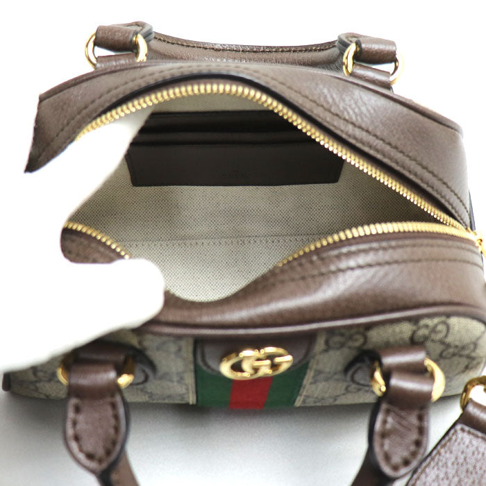 GUCCI グッチ オフィディア トップハンドル ミニ 2Wayショルダーバッグ ベージュ／エボニー 724606 9C2SG 8746 レディース【中古】【美品】