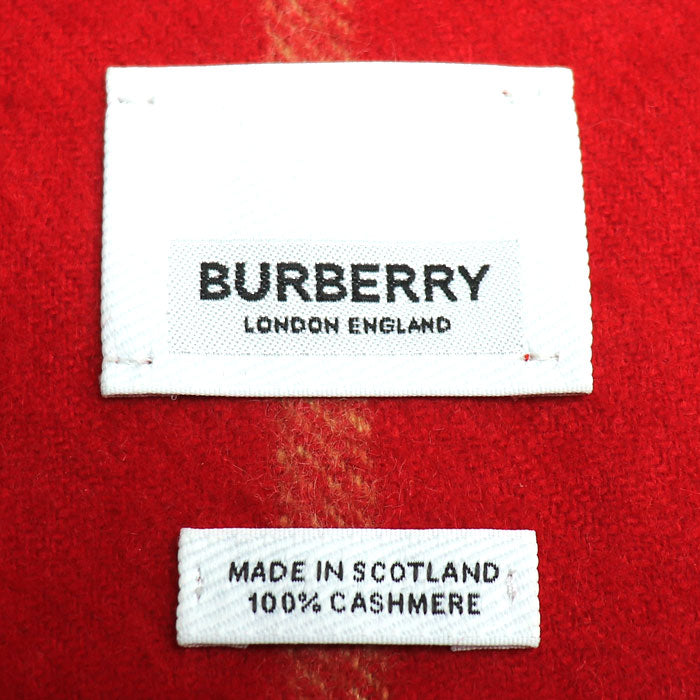 BURBERRY バーバリー LONDON ノバチェック カシミヤ マフラー レッド ブラック ホワイト レディース【中古】【美品】