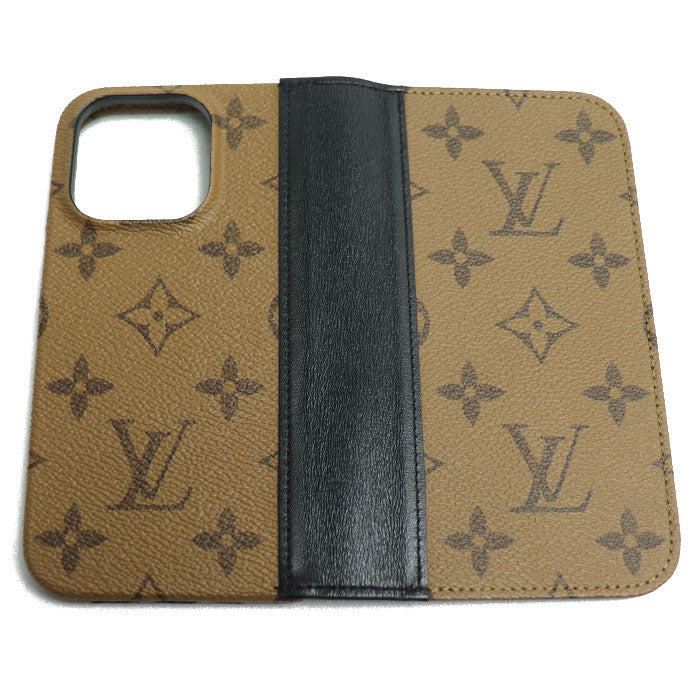 LOUIS VUITTON ルイ・ヴィトン IPHONE バンパー 14PRO iPhoneケース モノグラム・リバース ブラウン ブラック M81977 ME1243 レディース【中古】【美品】