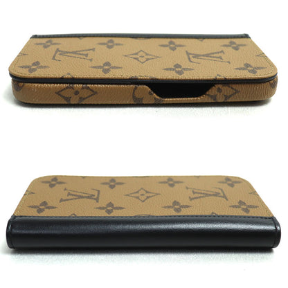 LOUIS VUITTON ルイ・ヴィトン IPHONE バンパー 14PRO iPhoneケース モノグラム・リバース ブラウン ブラック M81977 ME1243 レディース【中古】【美品】