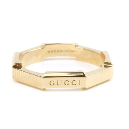 GUCCI グッチ K18YG イエローゴールド リンクトゥラブ ストライプ リング・指輪 18号 5.4g メンズ【中古】【美品】