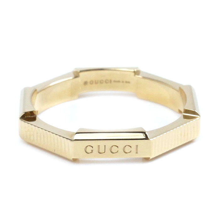 GUCCI グッチ K18YG イエローゴールド リンクトゥラブ ストライプ リング・指輪 19号 5.6g メンズ【中古】【美品】