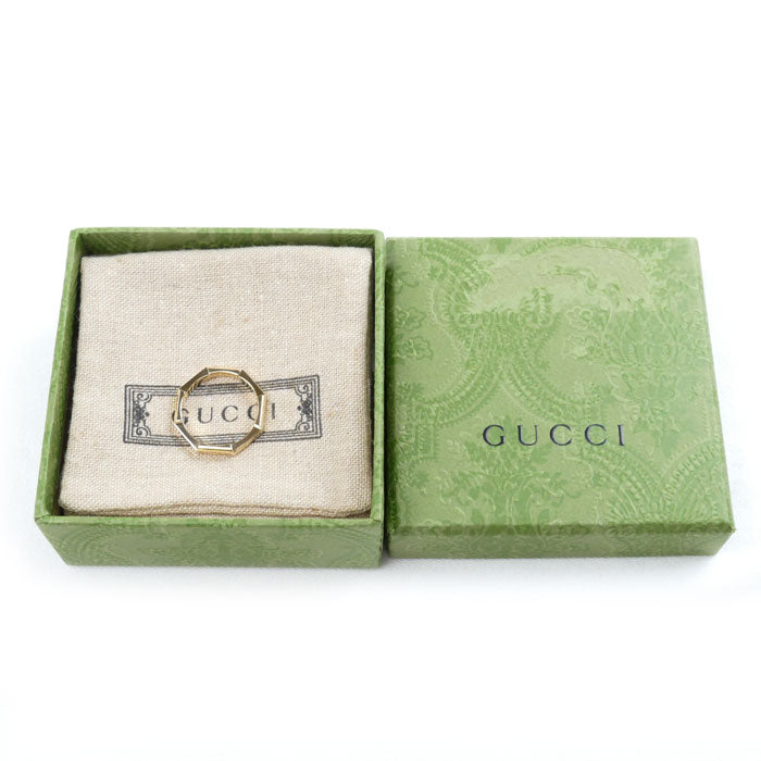 GUCCI グッチ K18YG イエローゴールド リンクトゥラブ ストライプ リング・指輪 19号 5.6g メンズ【中古】【美品】