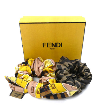 FENDI フェンディ シルク ズッカ リボンモチーフ 2セット ヘアアクセサリー シュシュ FXT268 レディース【中古】