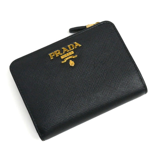 PRADA プラダ サフィアーノ 二つ折り財布 ブラック 1ML018 マルチカラー レディース【中古】