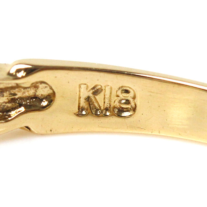 K18YG イエローゴールド リボン リング・指輪 パール約6.1mm 12号 1.9g レディース【中古】