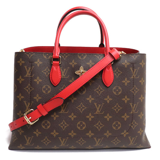 LOUIS VUITTON ルイ・ヴィトン フラワー トート 2Wayショルダーバッグ モノグラム ブラウン コクリコ レッド M43553 AH2260 レディース【中古】【美品】