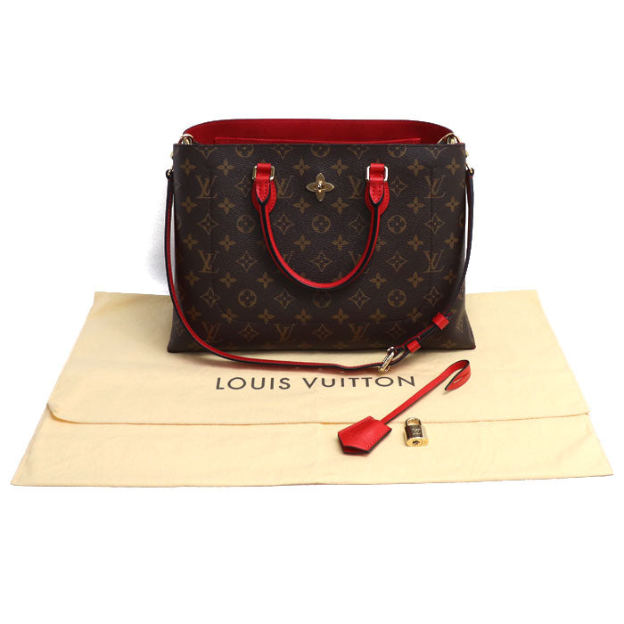 LOUIS VUITTON ルイ・ヴィトン フラワー トート 2Wayショルダーバッグ モノグラム ブラウン コクリコ レッド M43553  AH2260 レディース【中古】【美品】