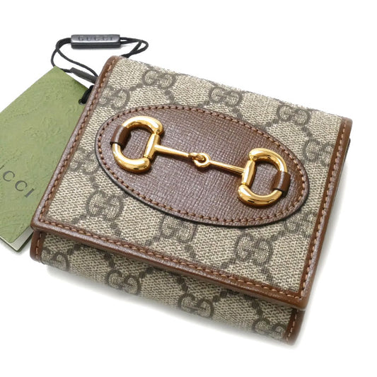 GUCCI グッチ ホースビット1955 二つ折り財布 ベージュ/エボニー 621891 92TCG 8563 レディース【中古】【極美品】