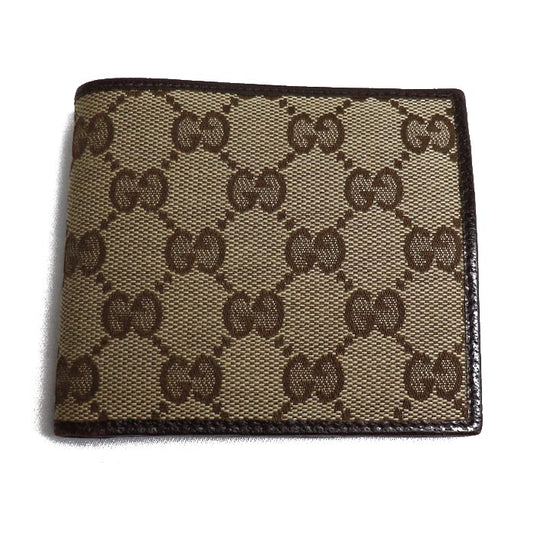 GUCCI グッチ GGキャンバス 二つ折り財布 ベージュ ブラウン 04862 ユニセックス【中古】