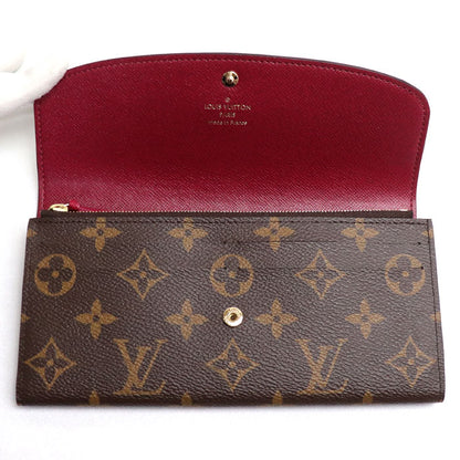 LOUIS VUITTON ルイ・ヴィトン ポルトフォイユエミリー 長財布 モノグラム ブラウン フューシャ M60697 ICチップ レディース【中古】【極美品】