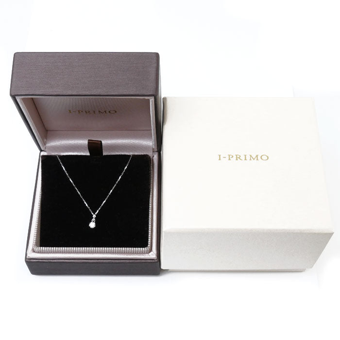 I-PRIMO アイプリモ K10WG ホワイトゴールド ネックレス ダイヤモンド0.10ct 0.7g 40cm レディース【中古】【美品】