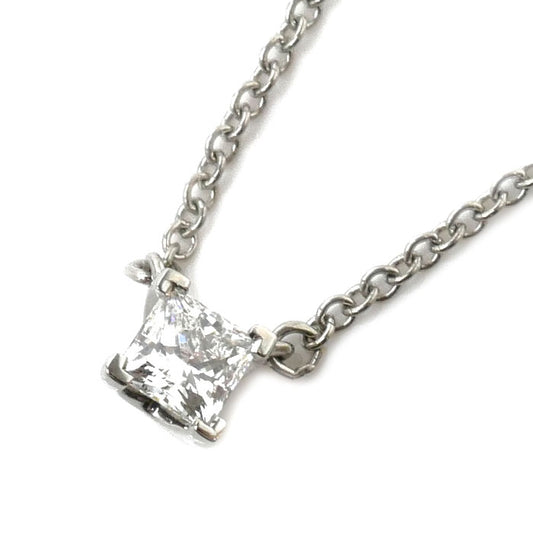 TIFFANY&Co. ティファニー Pt950プラチナ スクエア ネックレス ダイヤモンド0.21ct 2.5g 40cm レディース【中古】【美品】