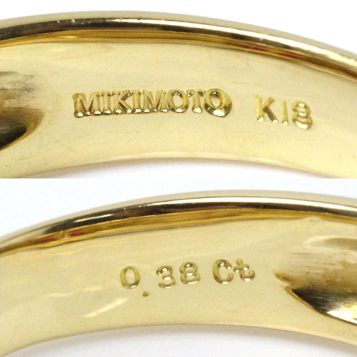 MIKIMOTO ミキモト K18YG イエローゴールド フラワー 花 モチーフ リング・指輪 ルビー0.38ct 16号 5.8g レディース約37mm下部厚み