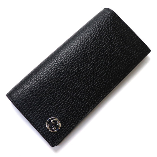 GUCCI グッチ インターロッキングG 長財布 ブラック ブルー 610467 CAO2N 1040 アウトレット メンズ【中古】【美品】