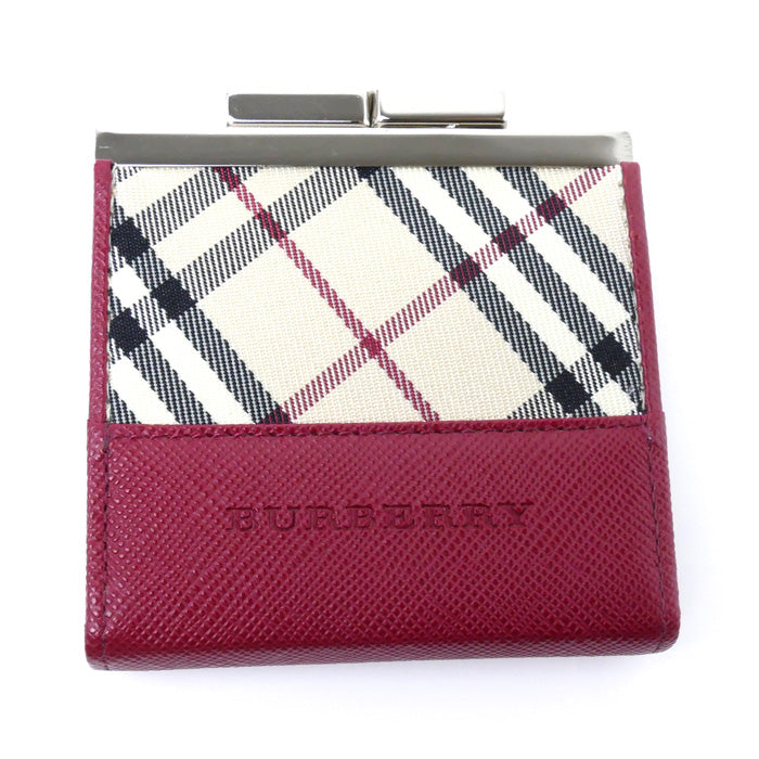 BURBERRY バーバリー ノバチェック コインケース がま口 レッド ベージュ ブラック レディース【中古】