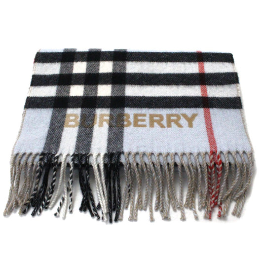 BURBERRY バーバリー コントラストチェック カシミヤ マフラー アーカイブベージュ/ペールブルー 80504941 レディース【中古】【極美品】