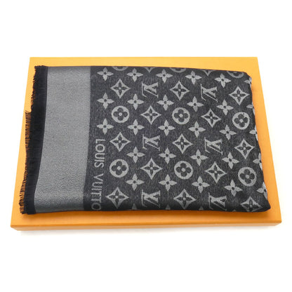 LOUIS VUITTON ルイ・ヴィトン モノグラム シャイン ショール ブラック グレー M75123 401910 レディース【中古】【美品】