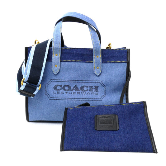 COACH コーチ フィールド トート 30 2Wayショルダーバッグ ブルー 89163 レディース【中古】