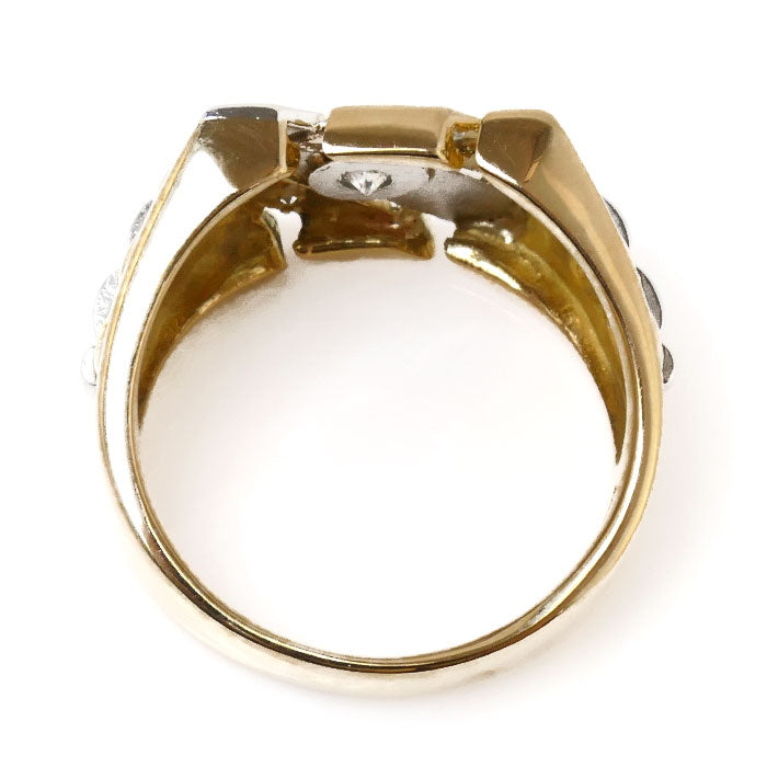 K18YG イエローゴールド Pt900プラチナ リング・指輪 ダイヤモンド0.15ct 18号 9.1g メンズ【中古】【美品】