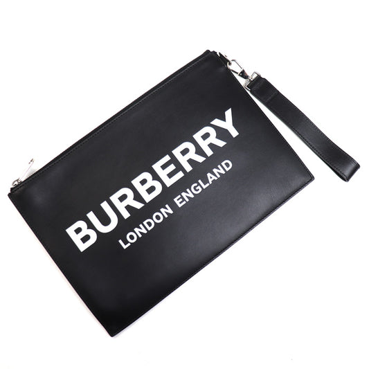 BURBERRY バーバリー ロゴ ポーチ クラッチバッグ ブラック 8009214 メンズ【中古】