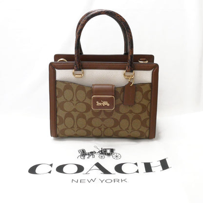 COACH コーチ グレース キャリーオール シグネチャー 2Wayショルダーバッグ カーキ チョーク マルチ CM606 IMLOT アウトレット レディース【未使用】【買取品】