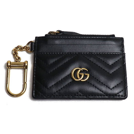 GUCCI グッチ キーチェーン付き ウォレット コインケース GGマーモント ブラック 627064 DTDHT 1000 レディース【中古】【美品】